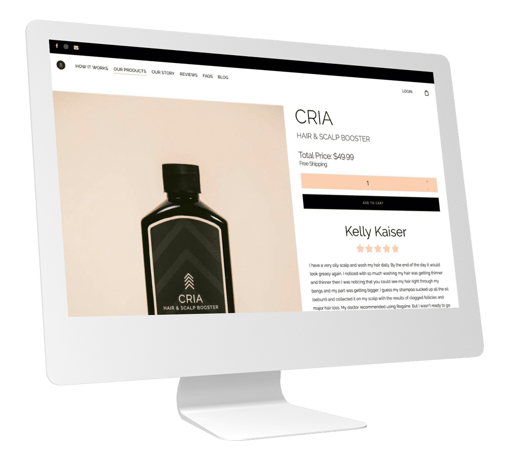 Cria Hair Ecommerce Image