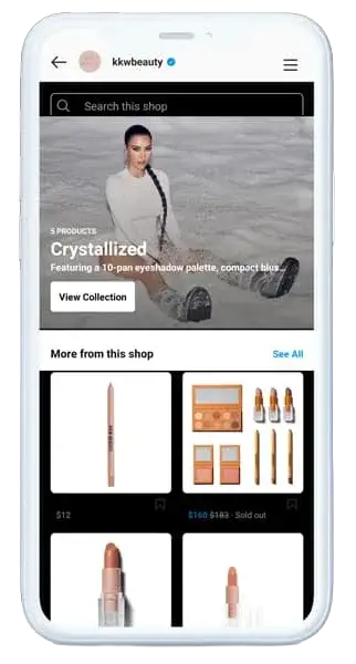Facebook Introducing Shops - A New Way to Sell On Facebook & Instagram 4 LPC blog ig shops kkw beauty 1