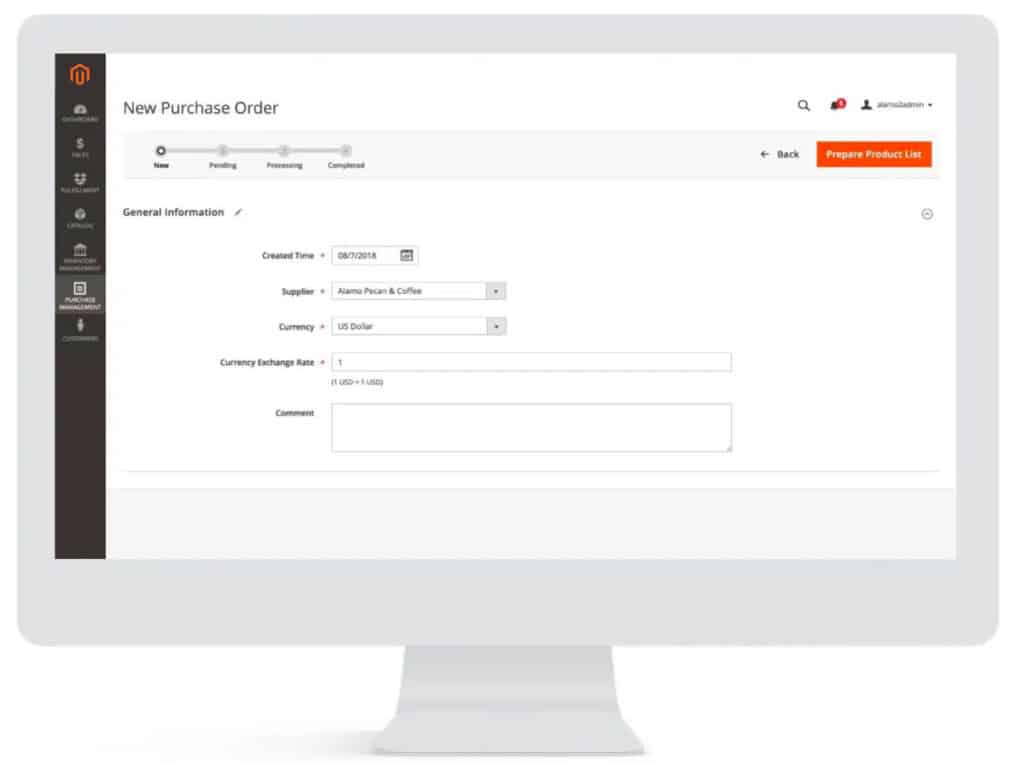 magento 2 new purchase order magento 2 new purchase order interface example
