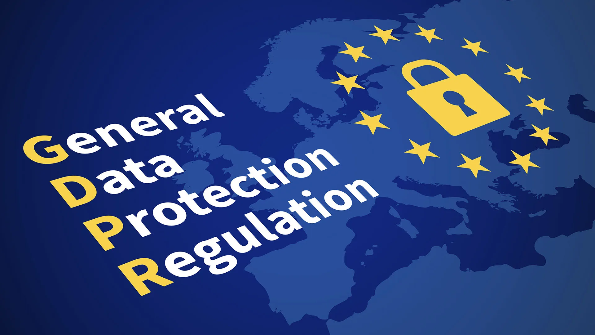 General Data Protection Regulation graphic with a lock surrounded by stars