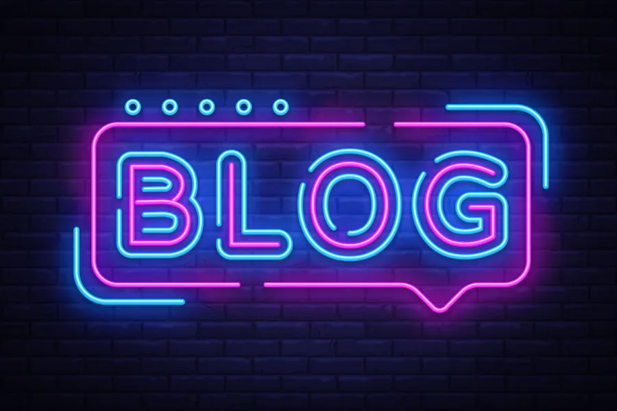 the word blog in neon