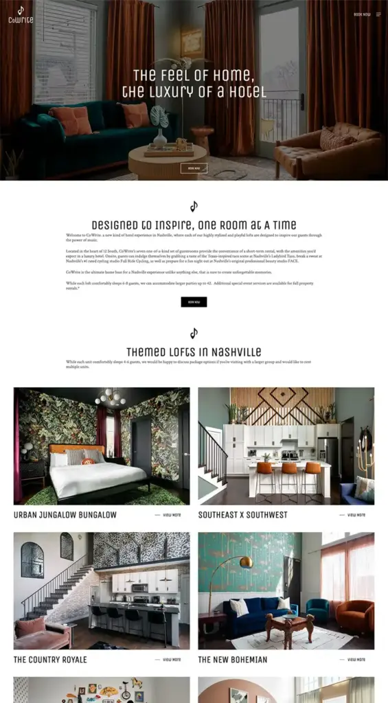 CoWrite Stay CoWrite Nashville website design.