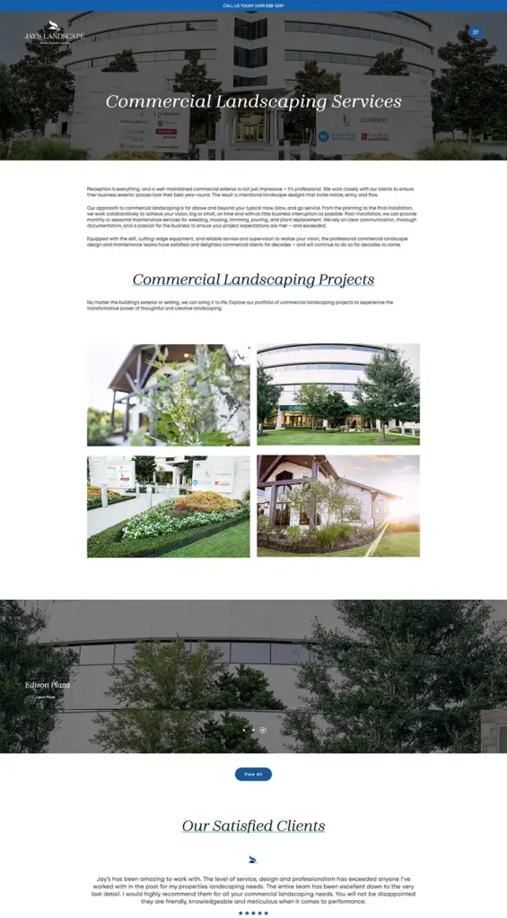 Jays Landscape Commercial Custom website design for Jay's Landscaping.