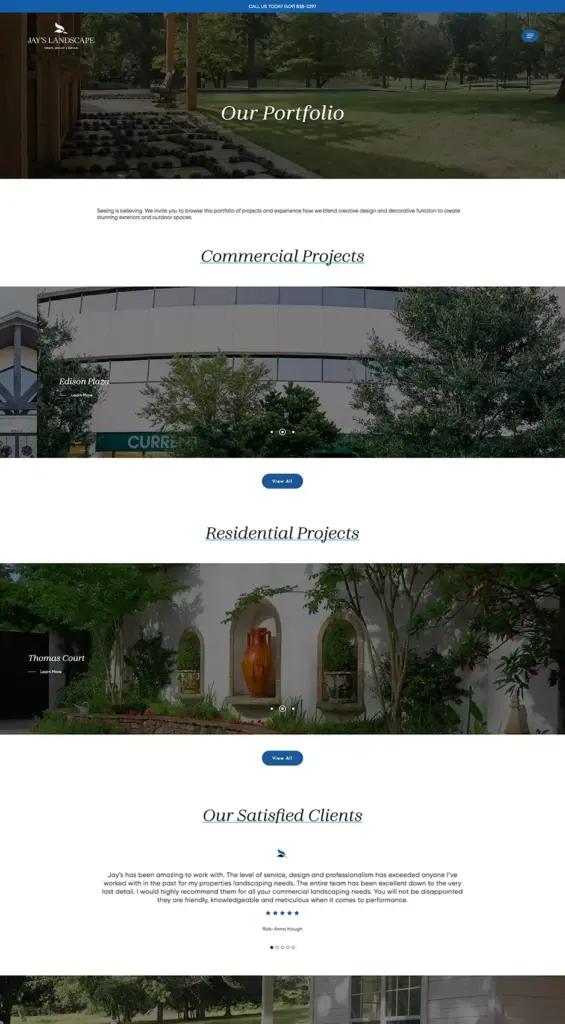 Jays Landscape Portfolio A screenshot from Jay's Lanscaping's website.