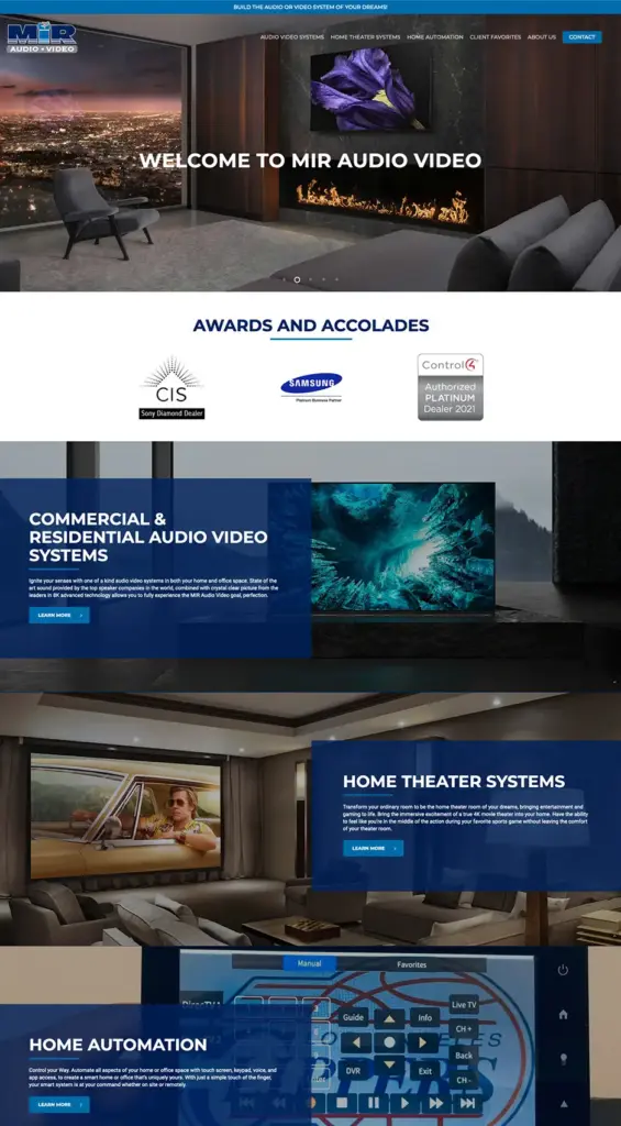 MIR Audio Video Home A screenshot displaying an example of WordPress UX .