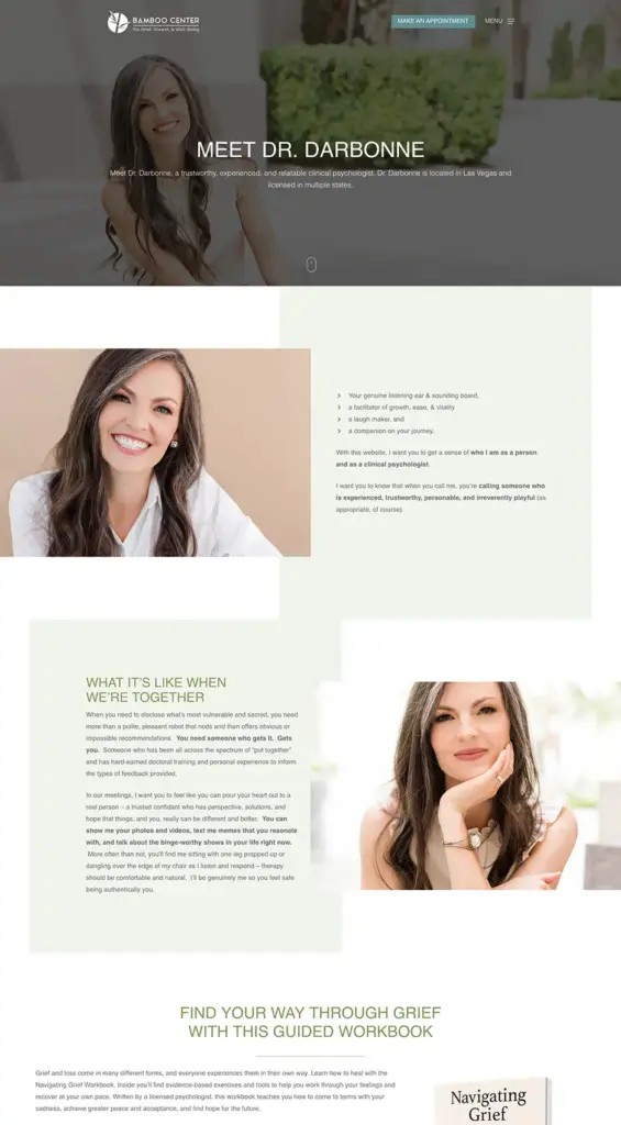 Bamboo Center About Dr Anna A screenshot of the entire Meet Dr. Darbonne page from the Bamboo Center's website.