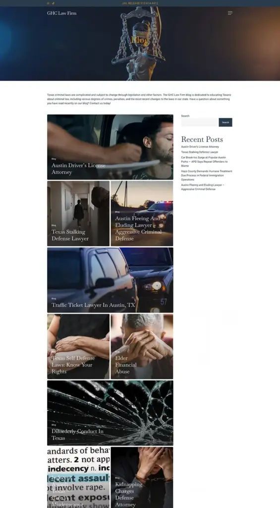 GHC Law Firm Blog A screenshot of the Blog Page on the GHC Law Firm website.
