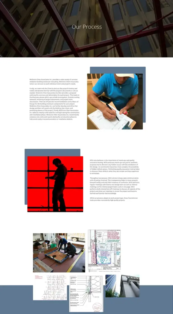 MC Ginnis Chan Process A screenshot displaying the entire About Us page from the McGinnis Chen website