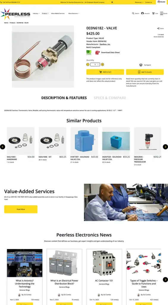 Peerless Electronics Product Page