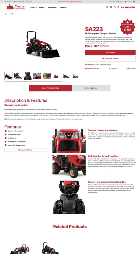 Yanmar Tractors Single Product