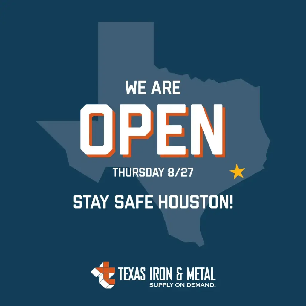TIM Open Weather A graphic design created for Texas Iron & Metal announcing they are open.