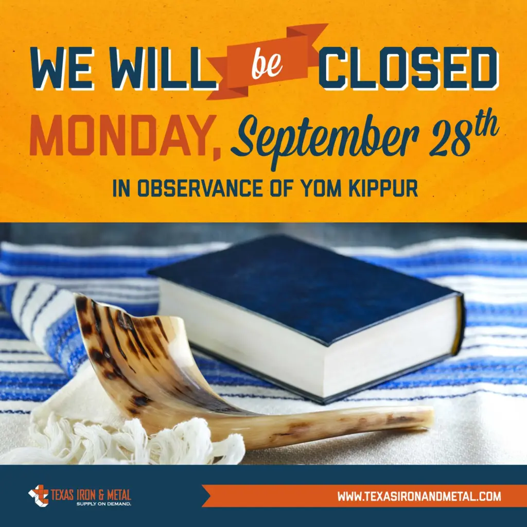 TIM Yom Kippur A graphic design created for Texas Iron & Metal announcing closure in observance of Yom Kippur.
