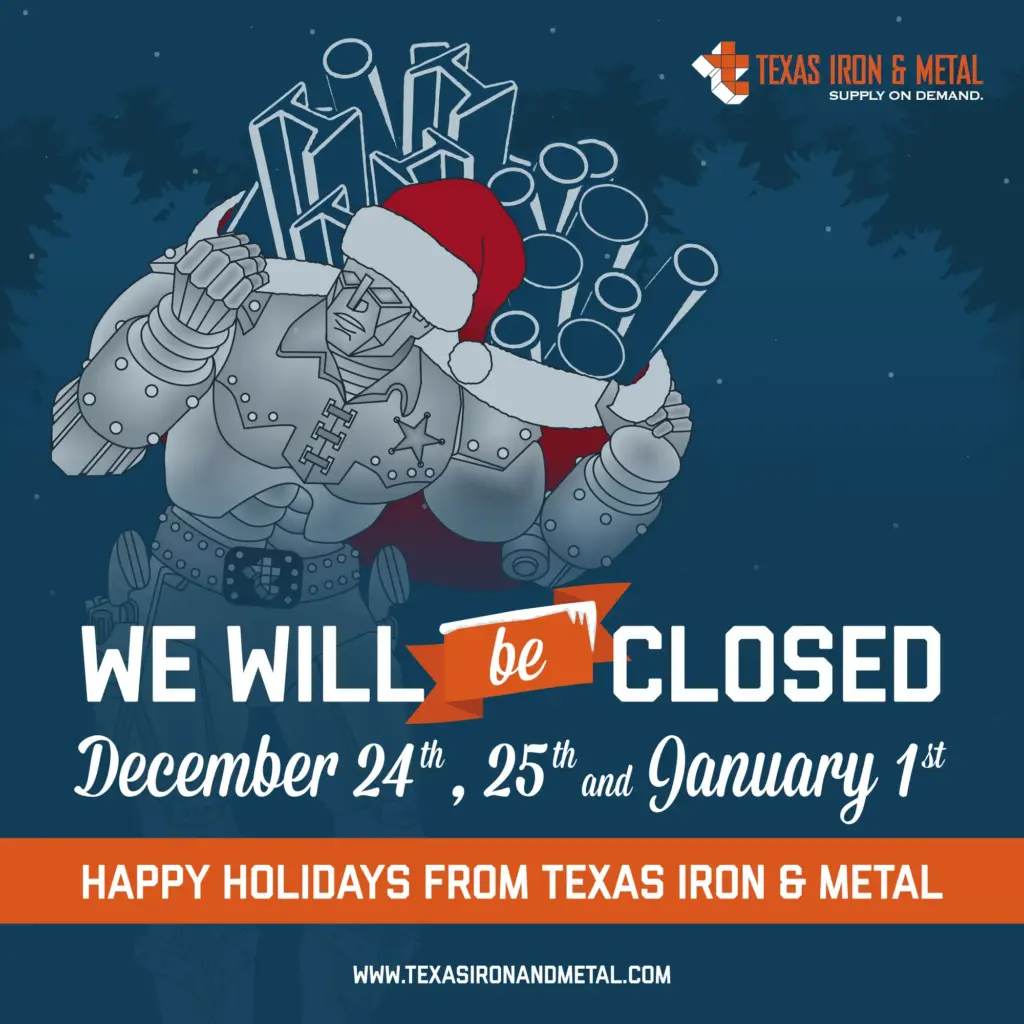 TIMChristmas A graphic design created for Texas Iron & Metal announcing Christmas holiday closures.