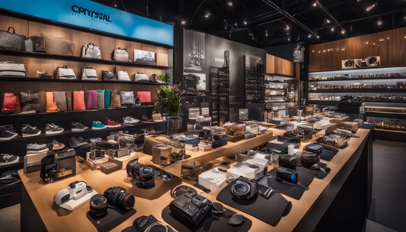 A variety of products and people in different settings.
