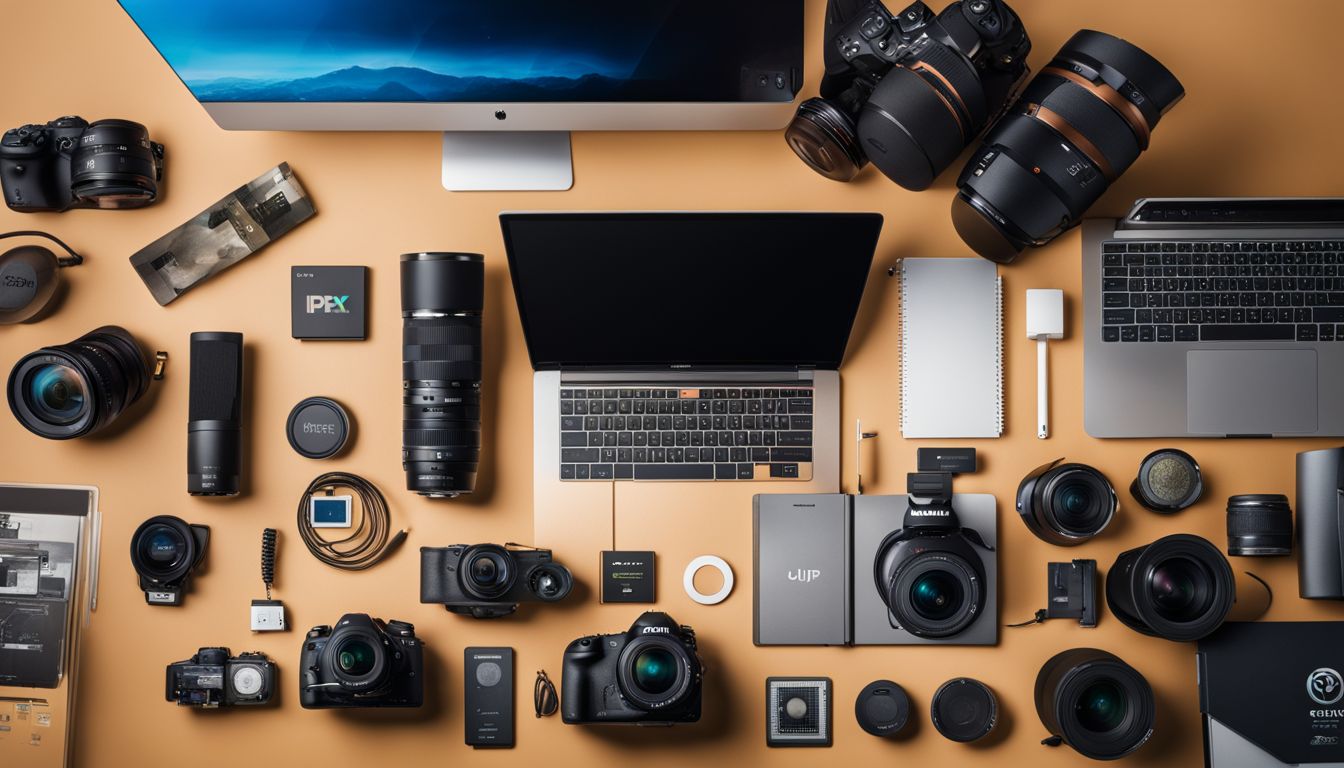A collection of digital devices surrounded by various industries' logos.