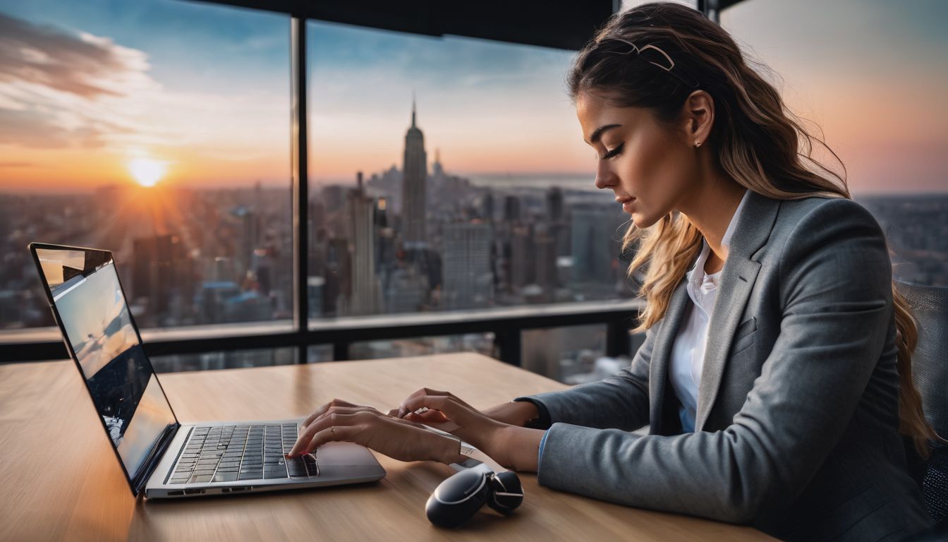 A person using omni channel marketing tools in a modern office.