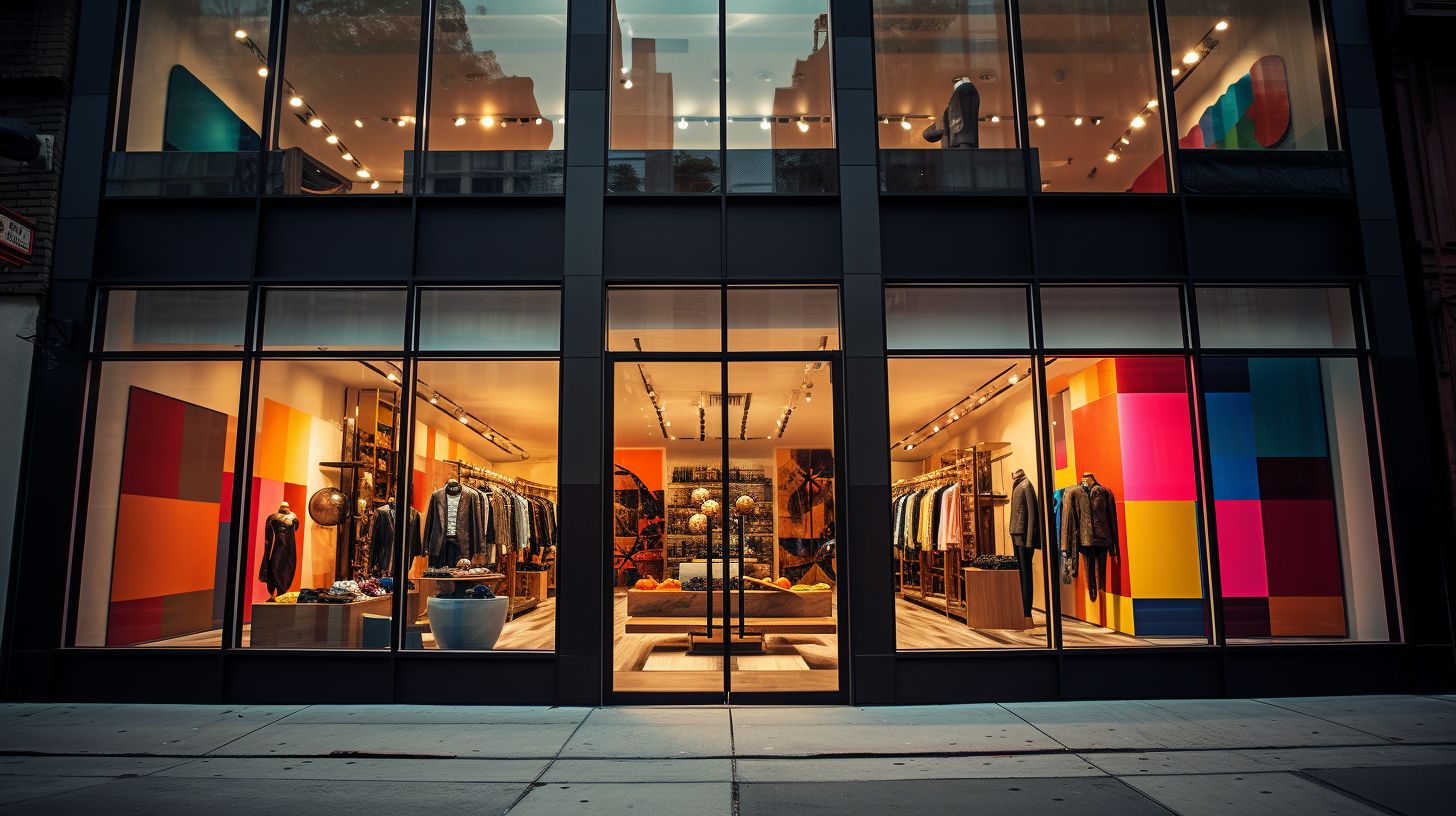 A visually appealing storefront captured with a wide-angle lens.