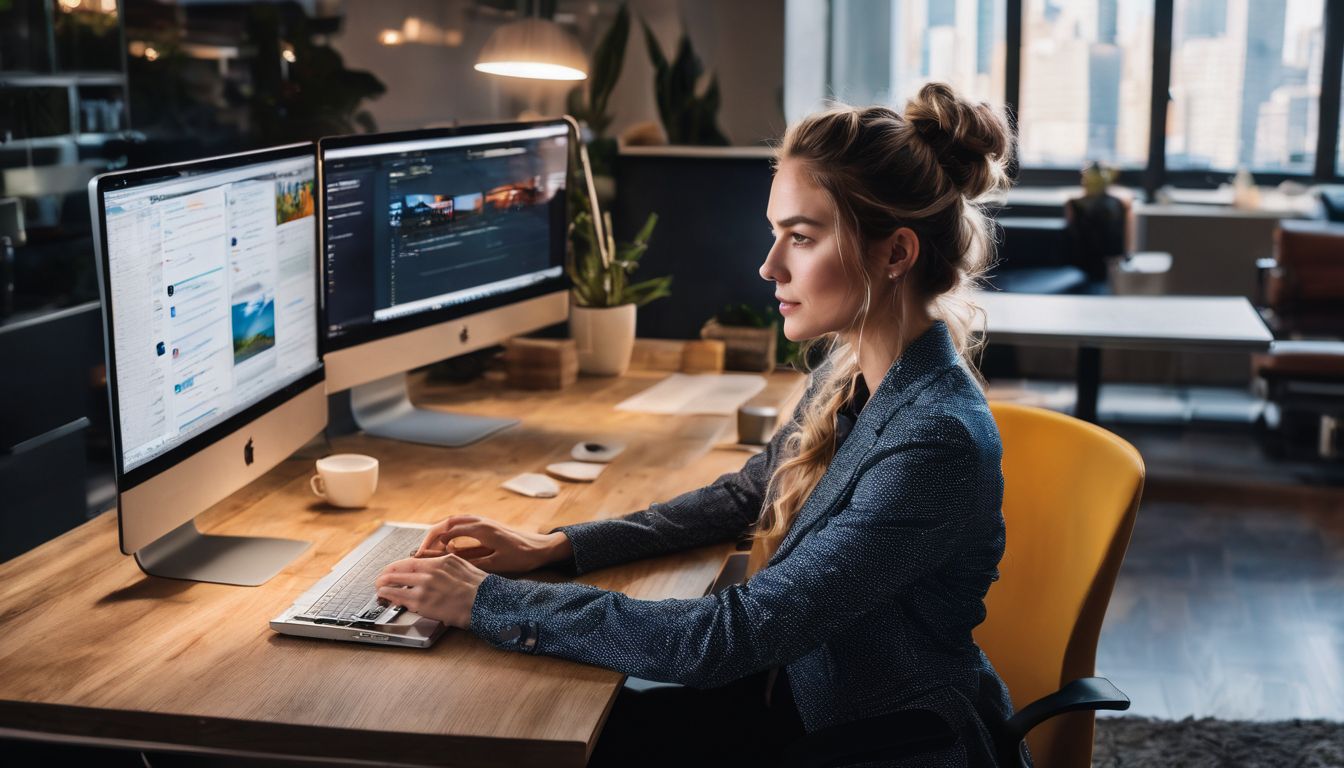 A person working at a modern desk with email marketing tools. A person working at a modern desk with email marketing tools.