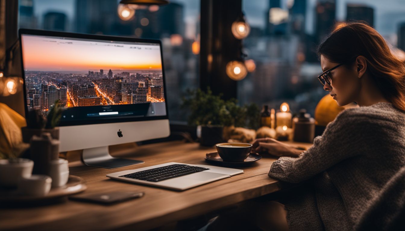 A person reading a personalized email on a laptop in a cozy setting. A person reading a personalized email on a laptop in a cozy setting.