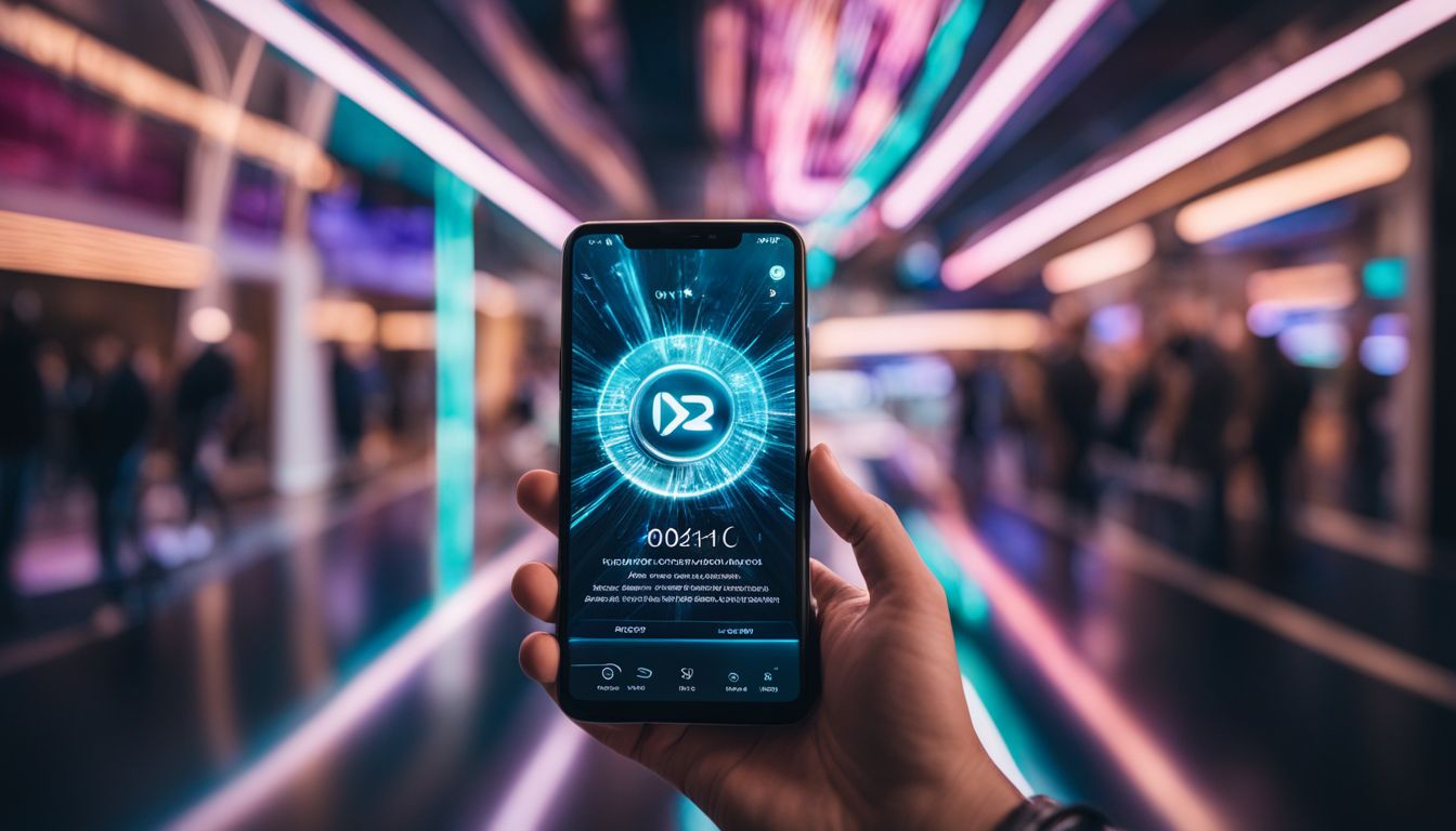 A smartphone displaying a unique OTP code against a futuristic digital background.