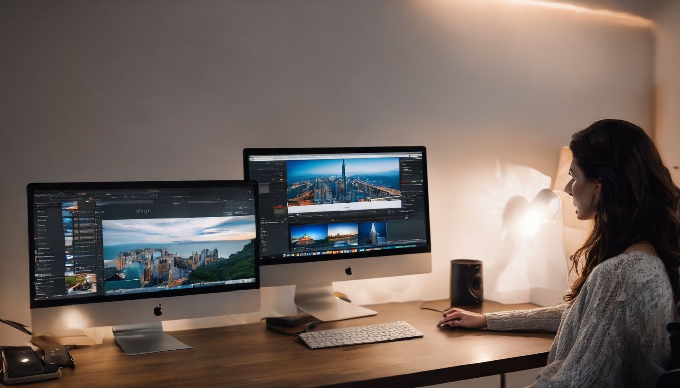 A person compares two Magento plugins on a computer desk in a bustling atmosphere. A person compares two Magento plugins on a computer desk in a bustling atmosphere.