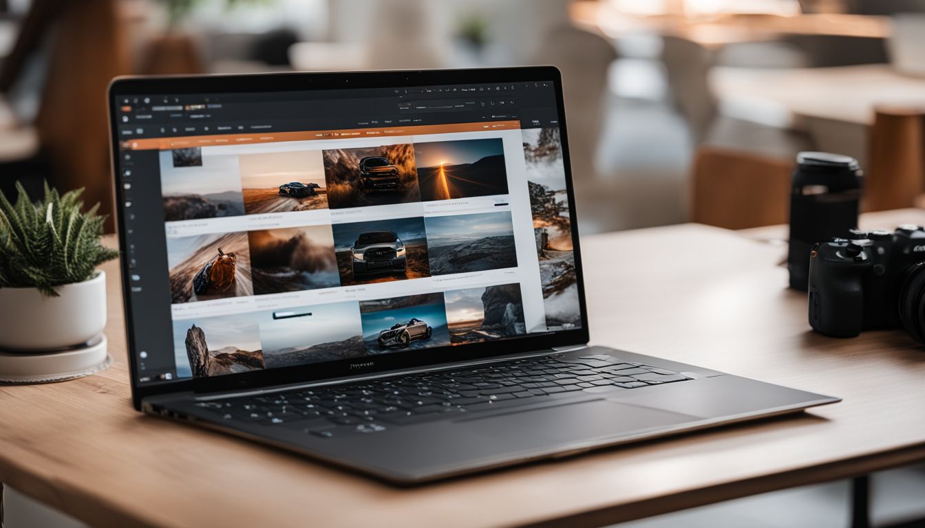 A laptop screen showing various Magento 2 extension options and photography resources. A laptop screen showing various Magento 2 extension options and photography resources.