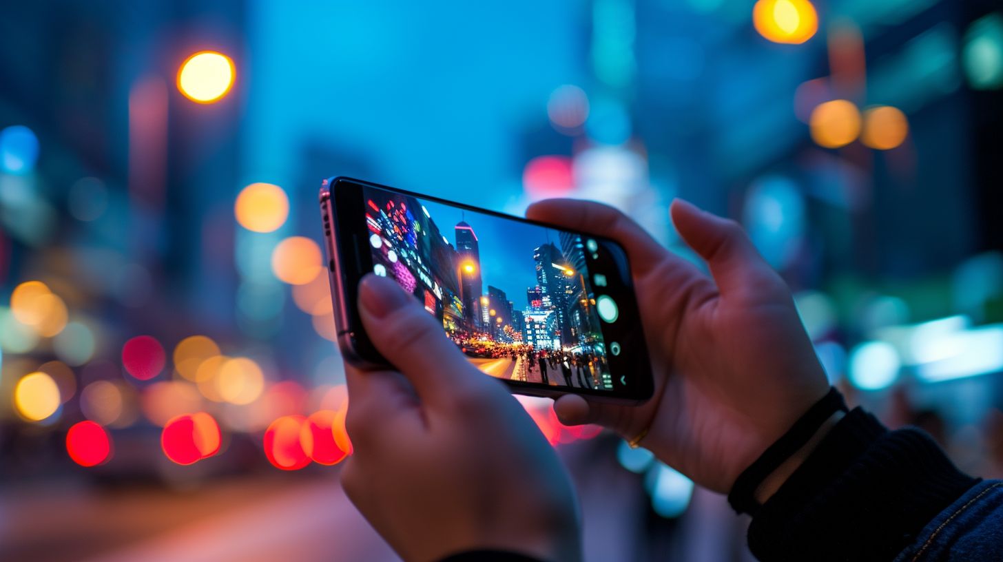 A person using a smartphone to build a mobile app. A person using a smartphone to build a mobile app.