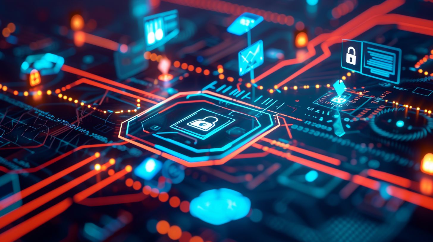 An aerial photograph of digital security icons, SSL certificate, and firewall. An aerial photograph of digital security icons, SSL certificate, and firewall.