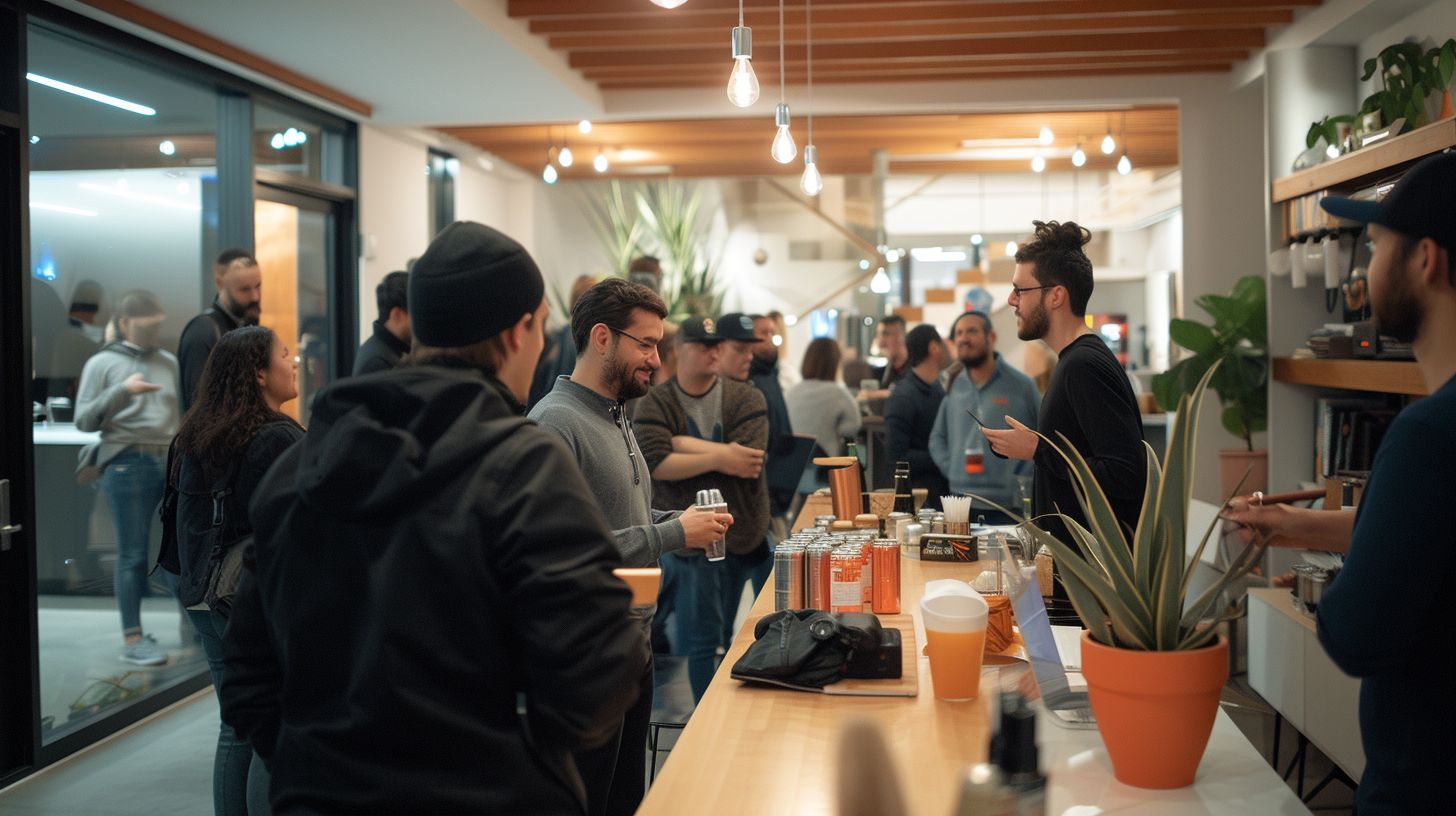 Magento Community Members discuss Cityscape Photography at a tech meetup.
