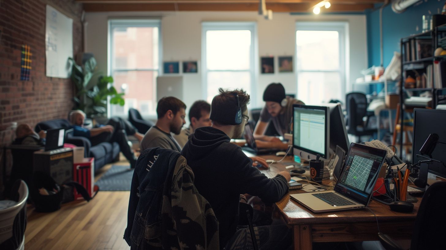 A team of Magento developers collaborating in a project.