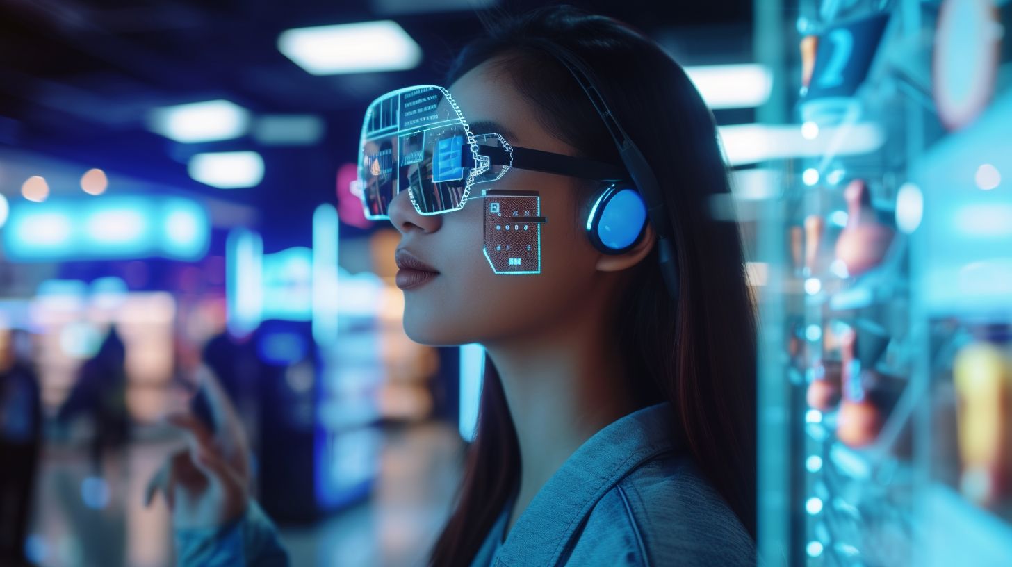 An AI-powered virtual assistant guiding a customer through an online store.