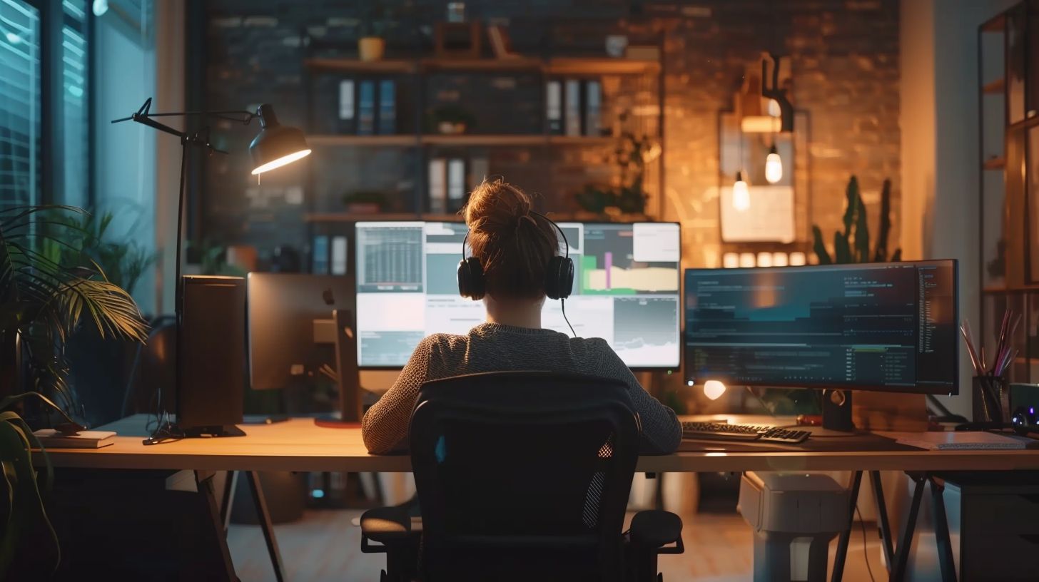 A person using SEO monitoring tools in a modern office setting. A person using SEO monitoring tools in a modern office setting.
