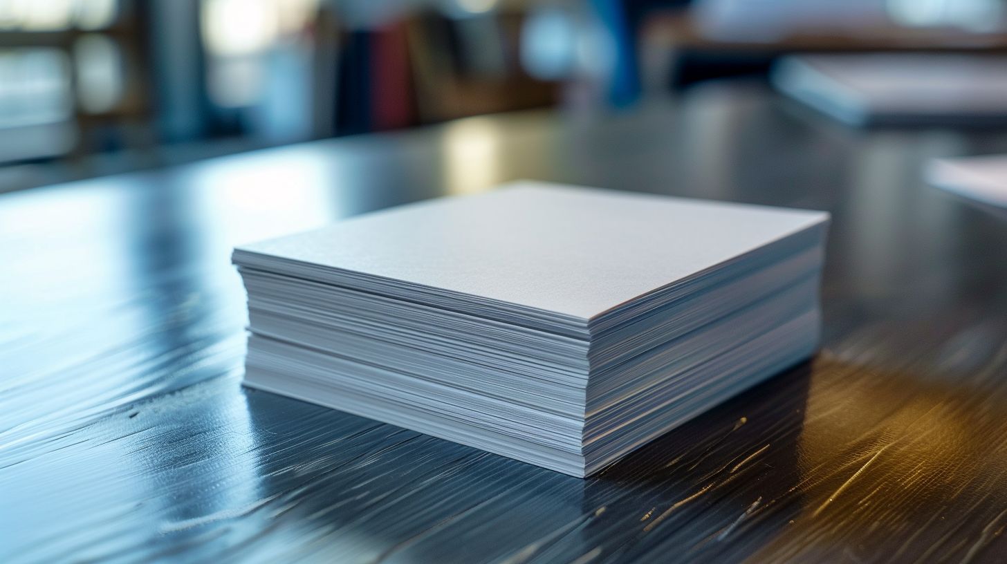 A stack of backlink cards on a modern desk.
