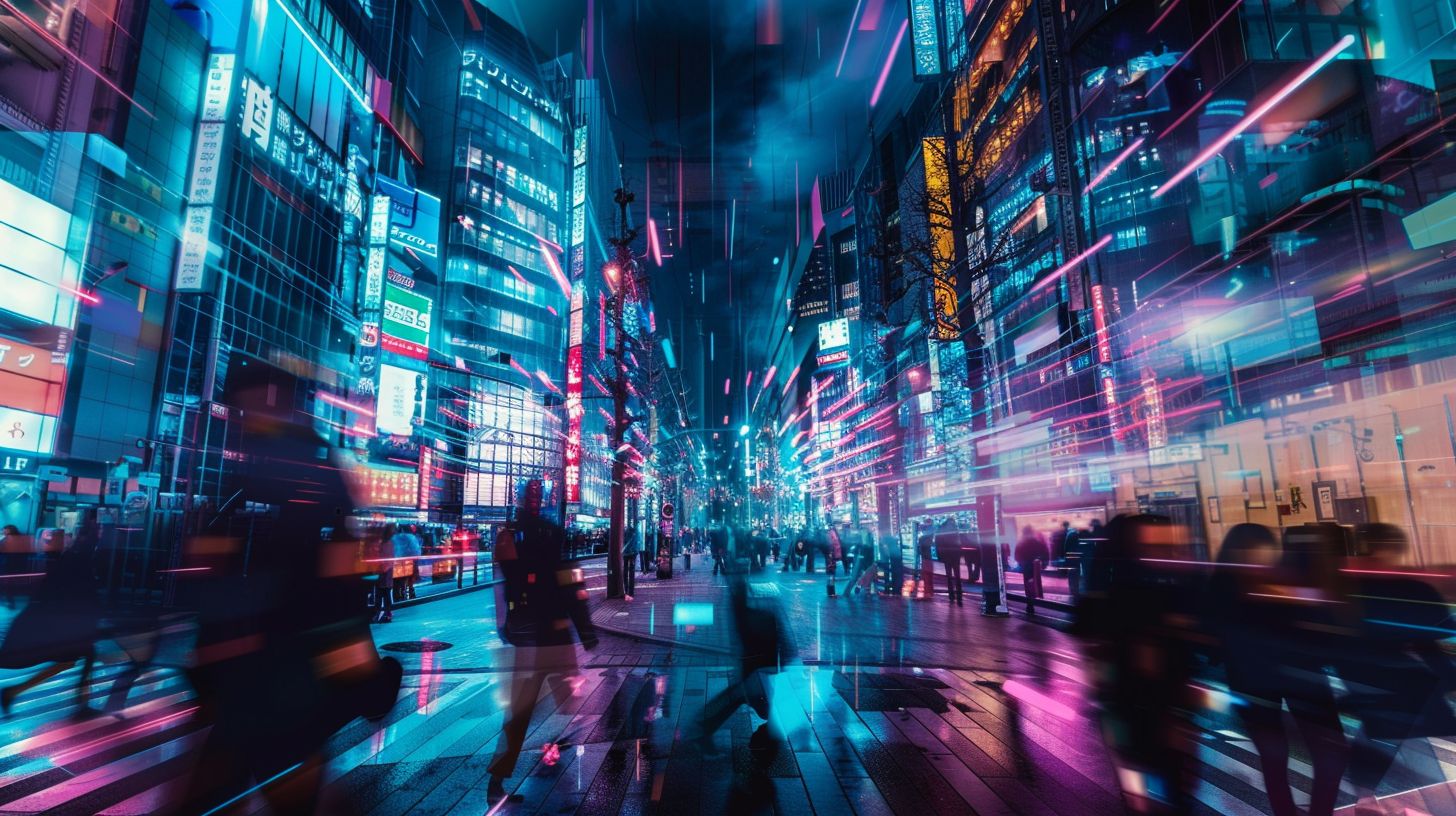 A futuristic cityscape at night showcasing advanced AI technology. A futuristic cityscape at night showcasing advanced AI technology.
