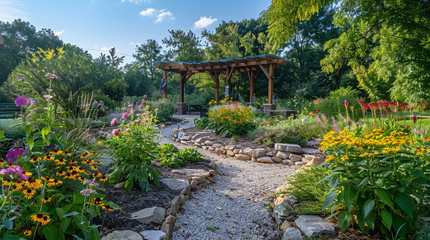 A flourishing garden with SEO-themed signs and vibrant nature photography. A flourishing garden with SEO-themed signs and vibrant nature photography.