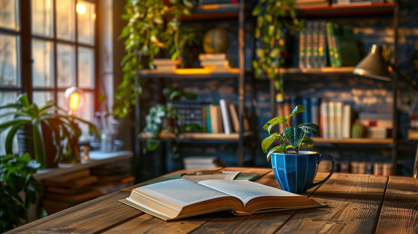 Nature photography displayed in a wide-angle lens in a library setting. Nature photography displayed in a wide-angle lens in a library setting.