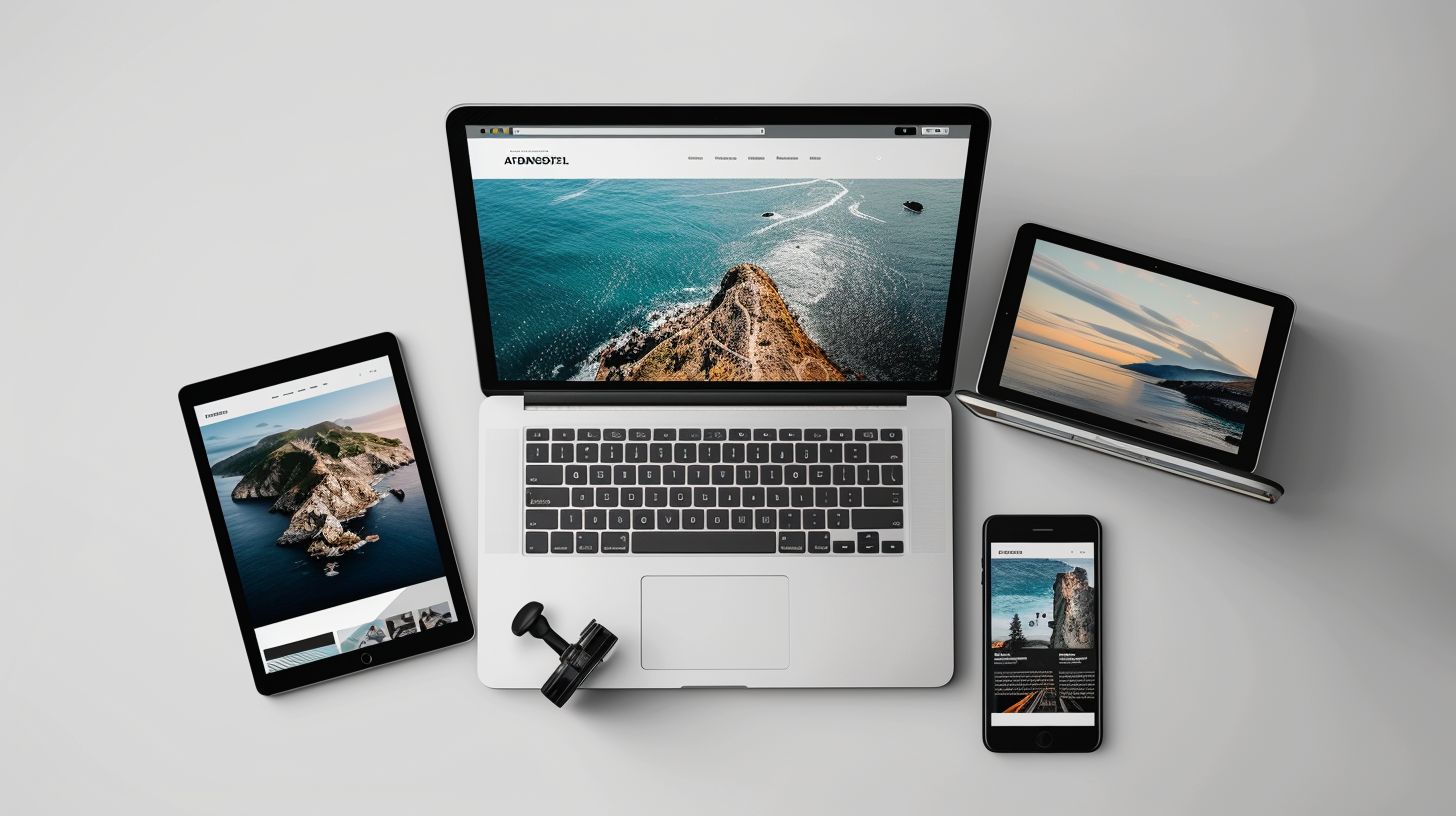 A modern website showcasing aerial photography on different devices. A modern website showcasing aerial photography on different devices.