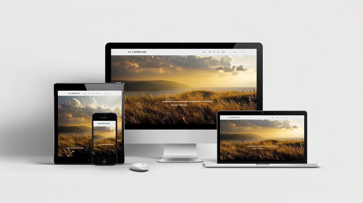 A modern website showcasing Aerial Photography across various devices.