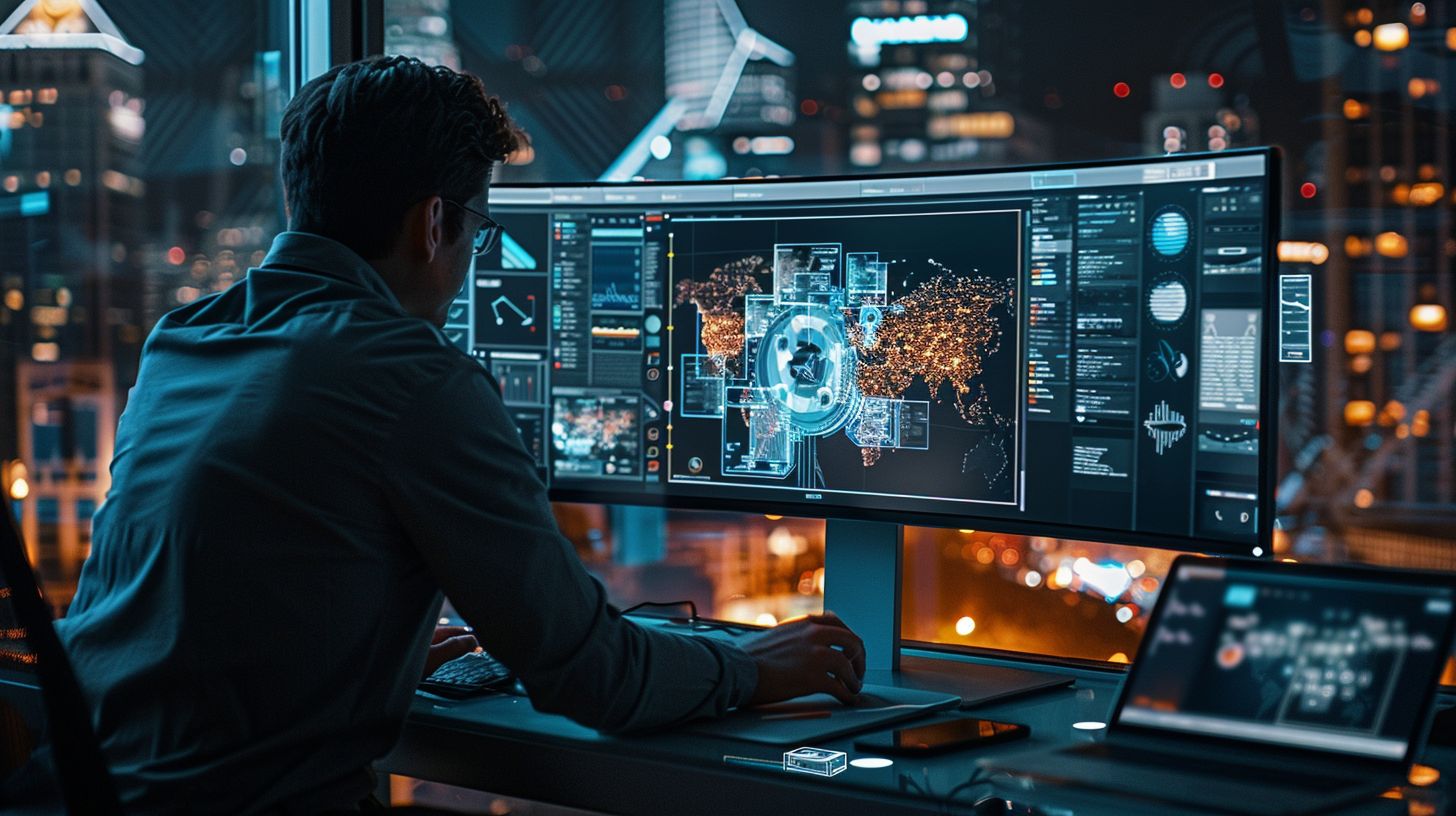 A user navigating a visually appealing cityscape photography website interface. A user navigating a visually appealing cityscape photography website interface.