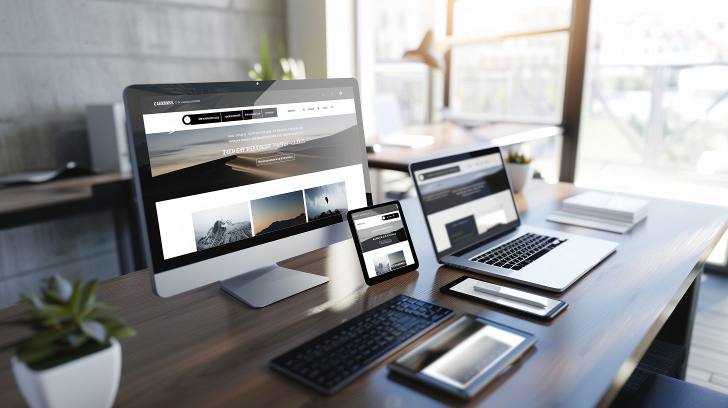 The website features responsive design and aerial drone photography.