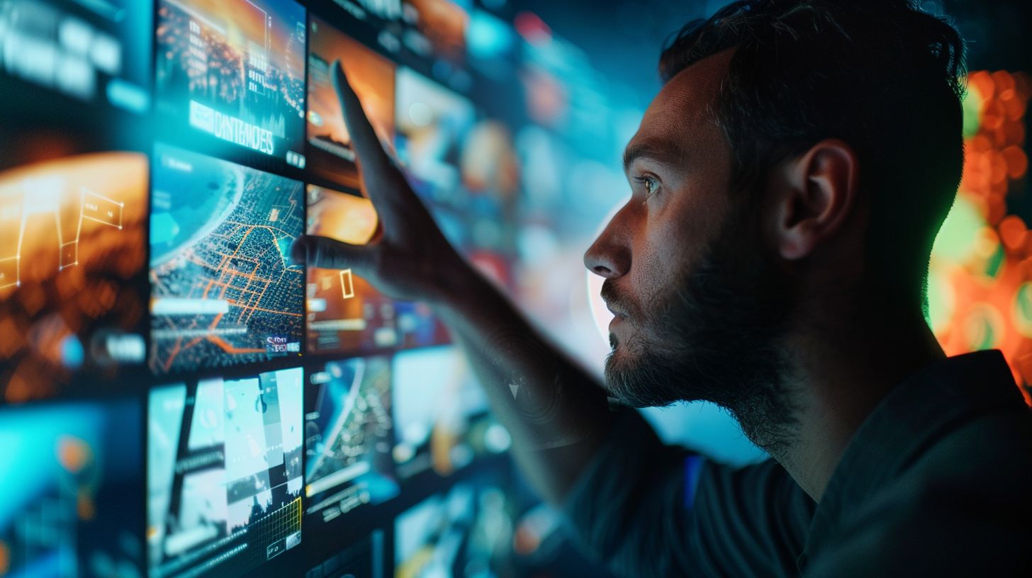 A person interacts with a seamless website interface.