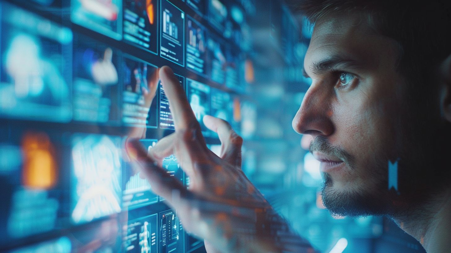 A person interacts with a seamless website interface.
