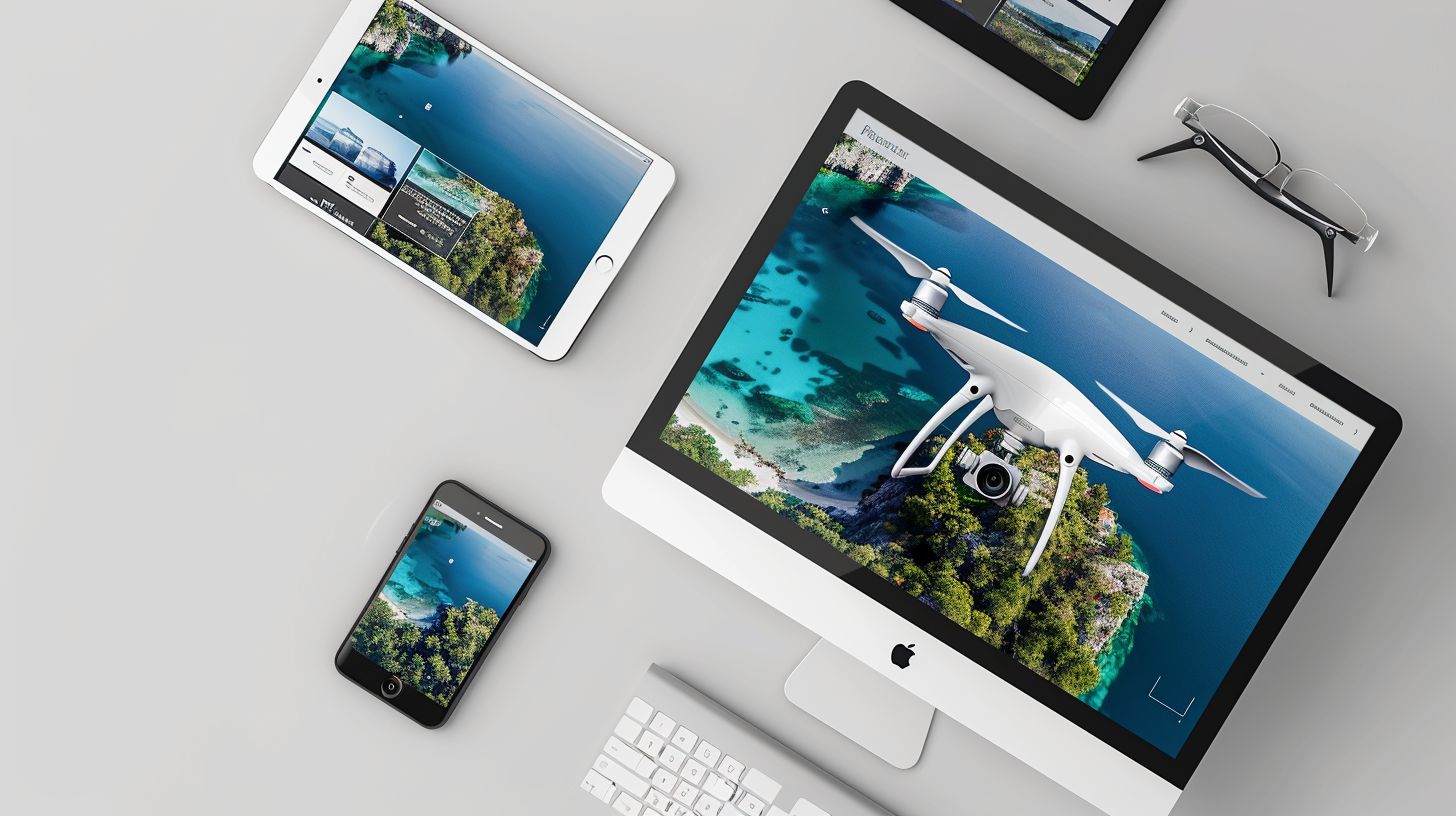 A modern website featuring aerial photography using drones. A modern website featuring aerial photography using drones.