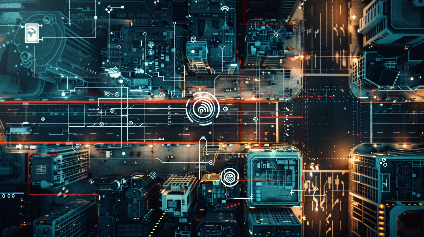 An aerial photograph of a clean and minimalist digital interface.