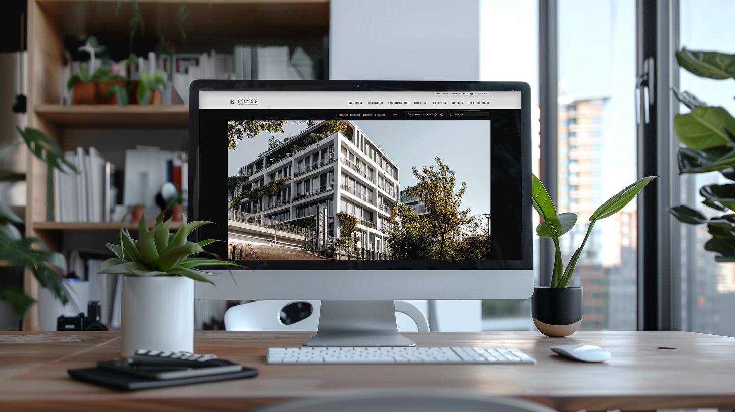 A modern and minimalist website interface showcasing cityscape photography.
