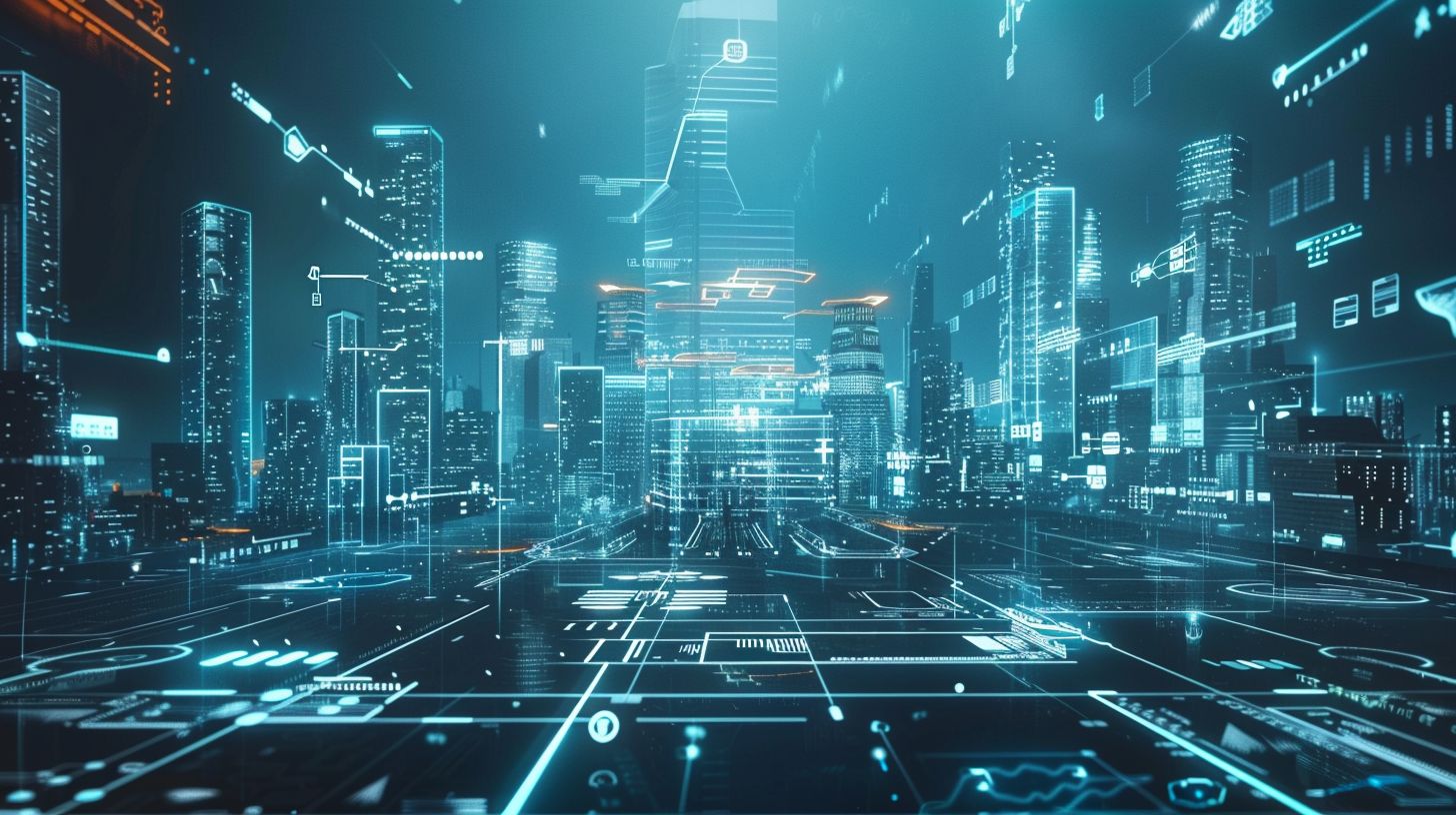 A futuristic digital interface with a high-resolution camera in a cityscape. A futuristic digital interface with a high-resolution camera in a cityscape.
