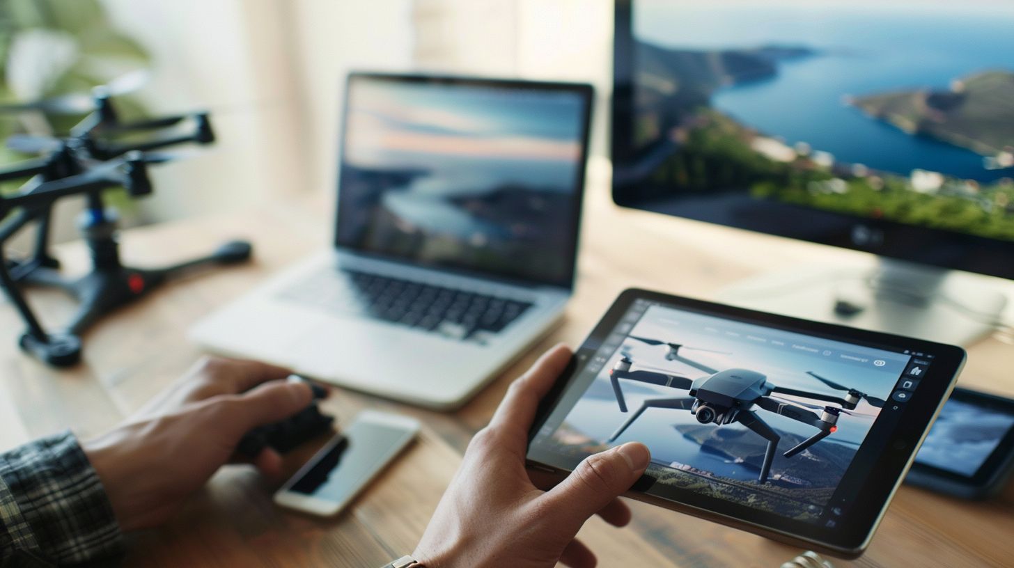 A person browsing a responsive website on multiple devices. A person browsing a responsive website on multiple devices.