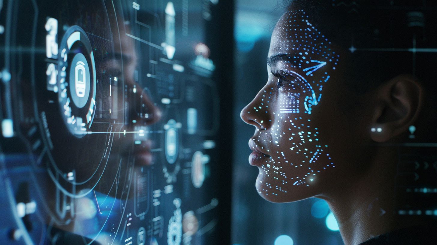 A digital interface showing personalized customer interactions in a technology photograph. A digital interface showing personalized customer interactions in a technology photograph.