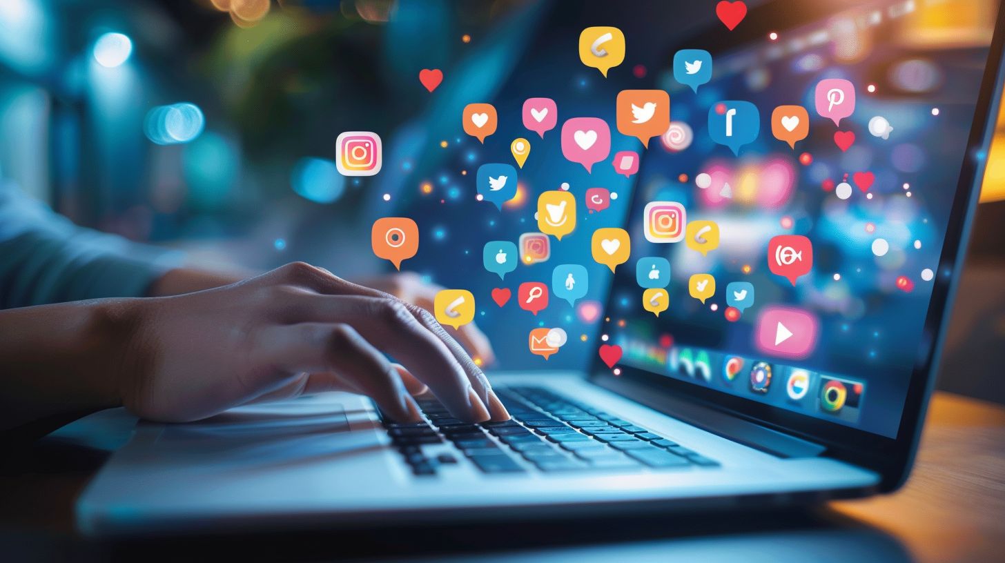A computer screen displaying a brand's social media presence in high resolution. A computer screen displaying a brand's social media presence in high resolution.