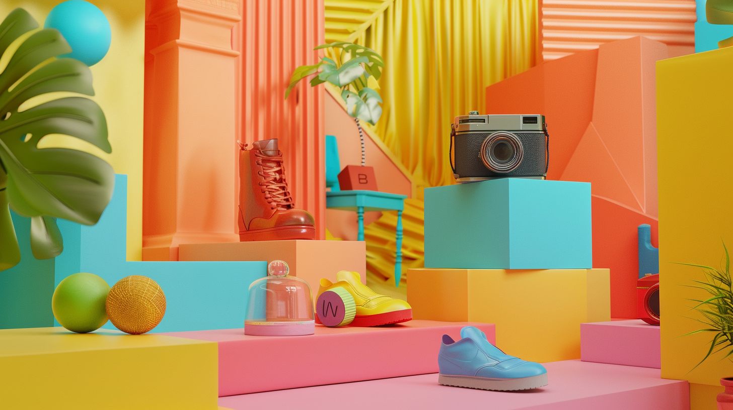 A colorful product display in a social media ad. A colorful product display in a social media ad.